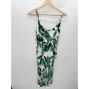 Veronica M Green Tropical Print Sleeveless Romper Jumpsuit V-Neck Women Size XS
